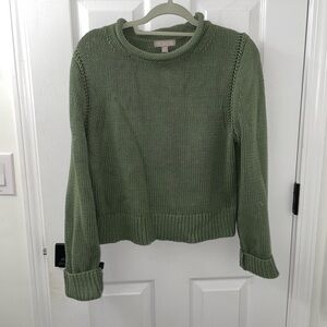 J. Crew Olive Knit Crew Neck Sweater